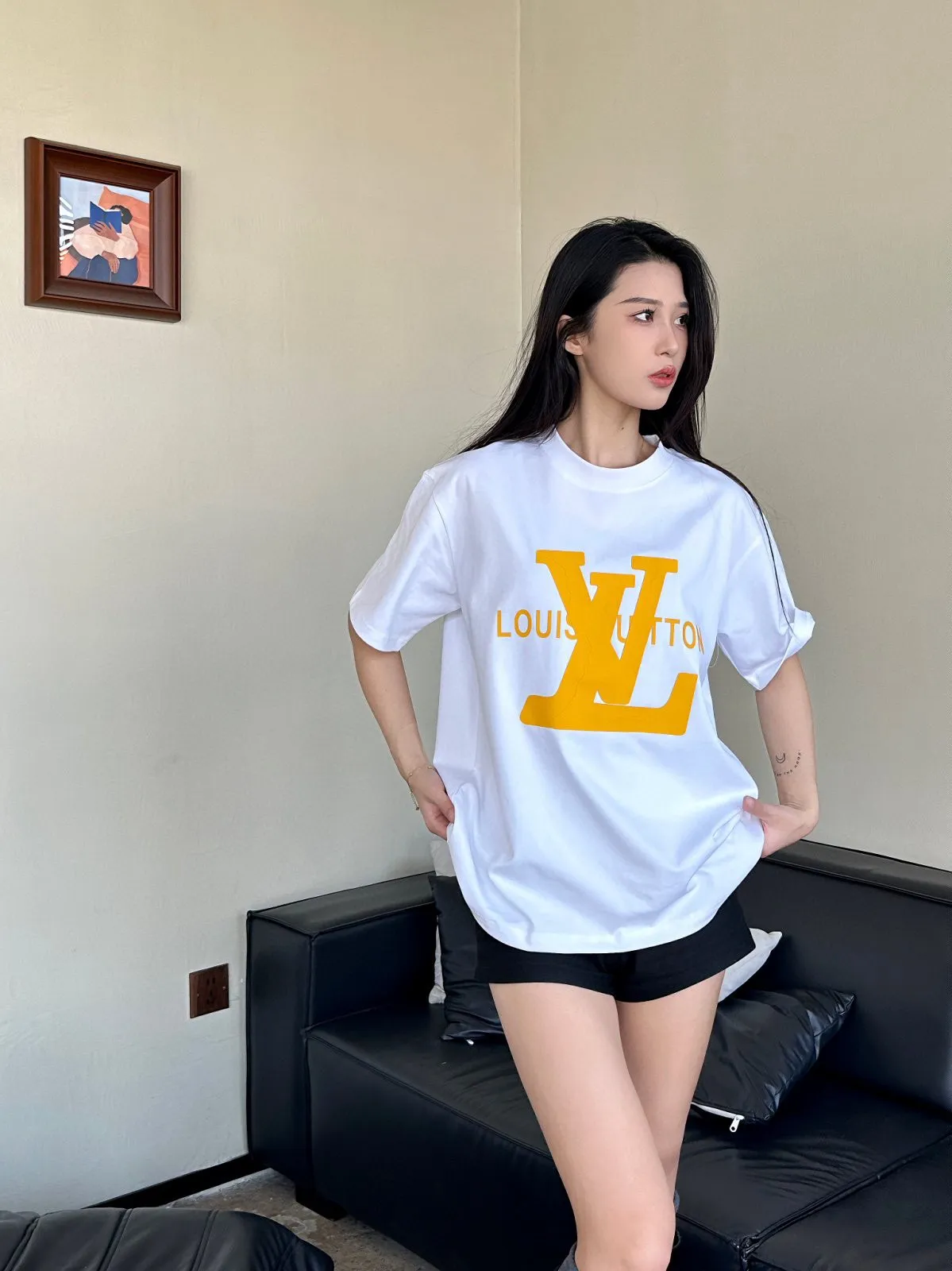 Louis Vuitton/Louis Vuitton thick rubber letter print short sleeves
